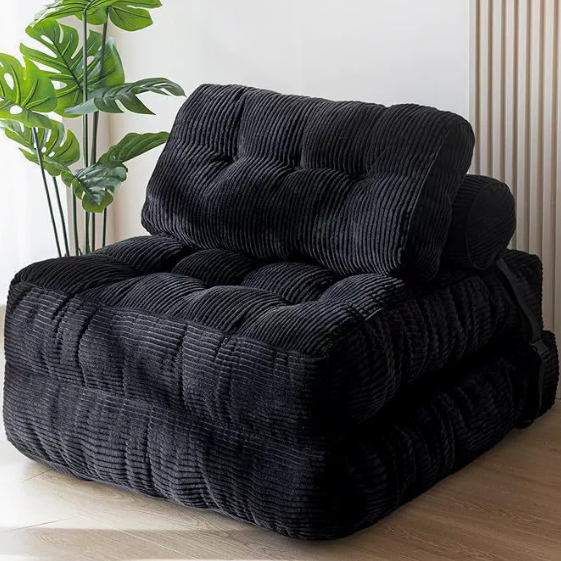 Black color option for Convertible Corduroy Folding Floor Sofa Bed