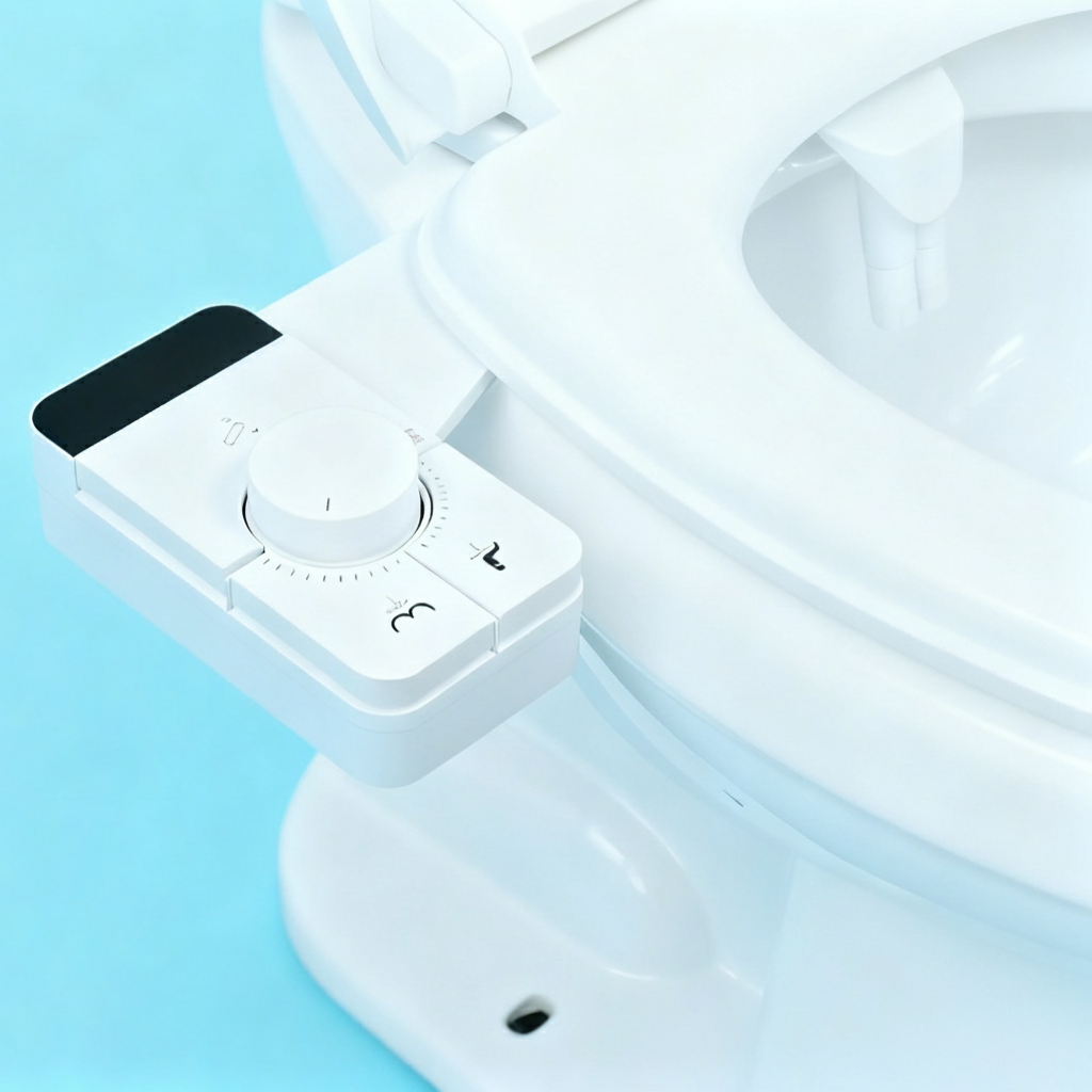 Compact bidet attachment for standard toilets with included connection hardware