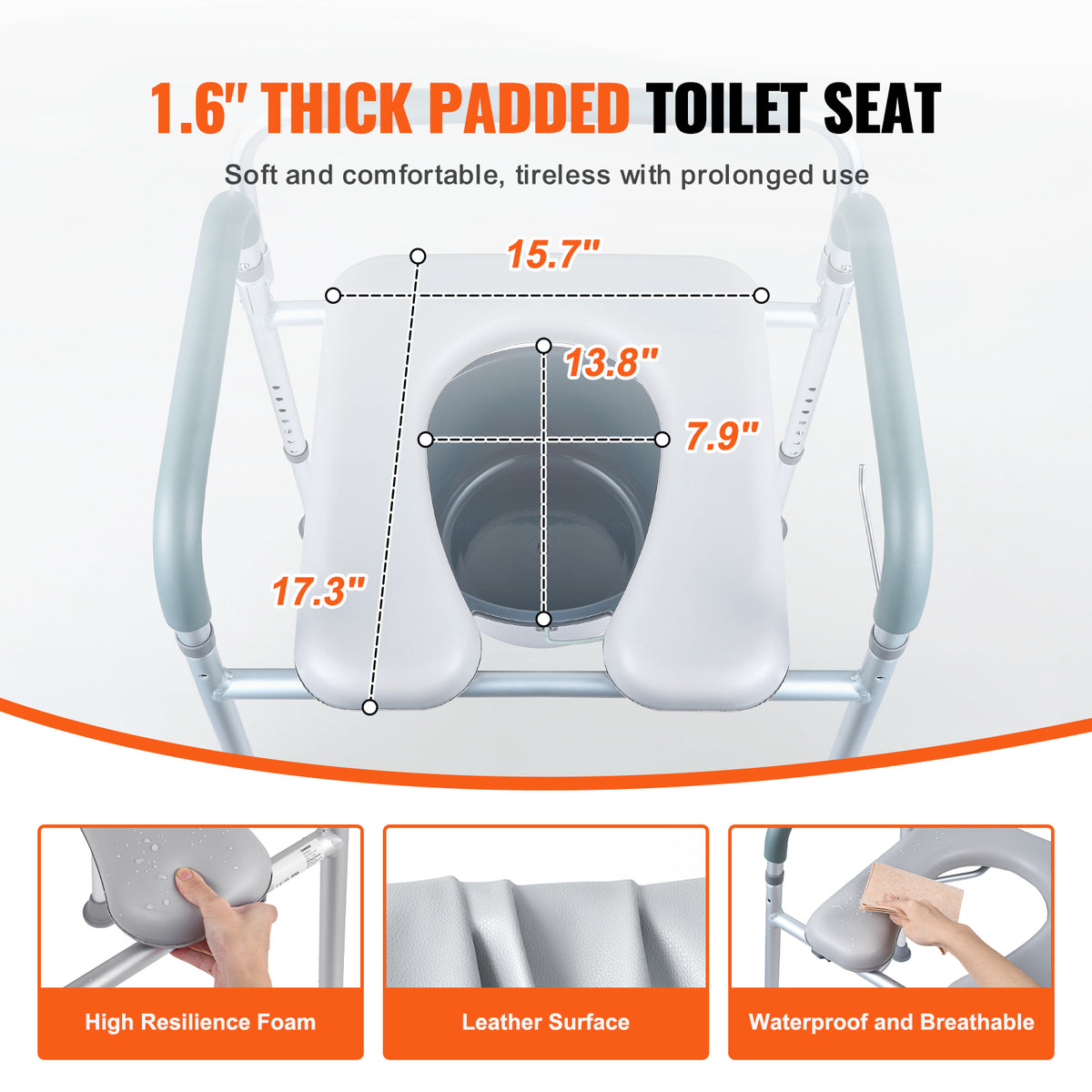 Padded seat dimensions 17.3 by 15.7 inches