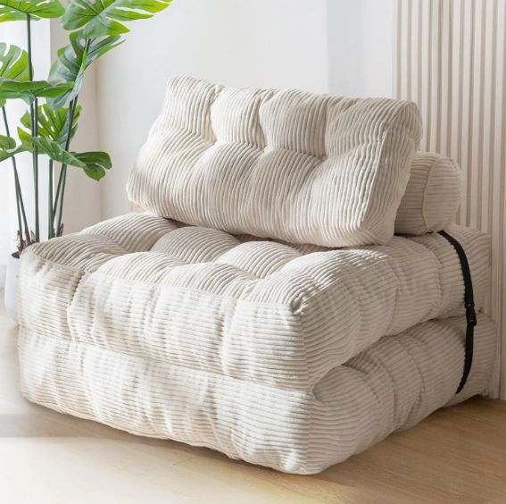 White color option for Convertible Corduroy Folding Floor Sofa Bed